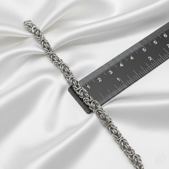 6mm Silver Byzantine Chain Stainless Steel Necklace 40 Inches Heavy Link NWOT - Picture 4 of 8